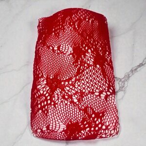 New Red Lace Tights Sheer Floral Pattern Fishnet Stockings Valentine's Mesh